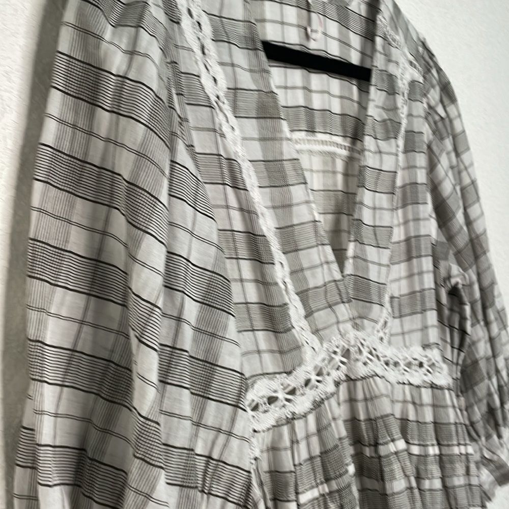 Free People Time Out Oversized Plaid Lace Tunic - Picture 5 of 11